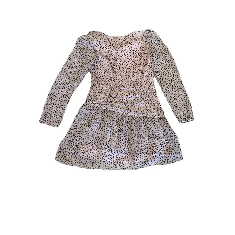 Aqua Girls Asymmetrical Ruffle Dress Pink/Black Size M (9/10) animal print